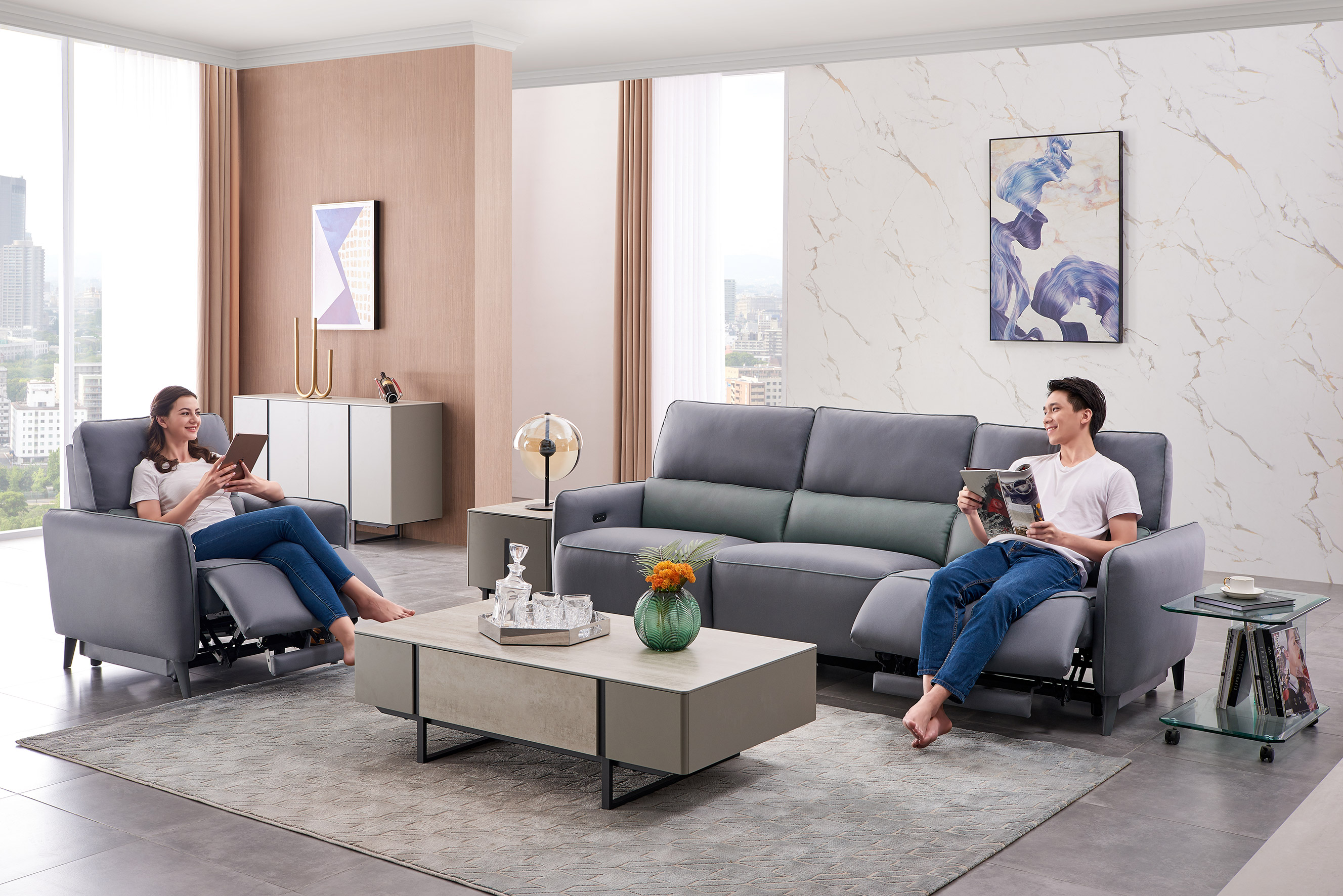 芝华仕时尚布艺沙发fs10158m